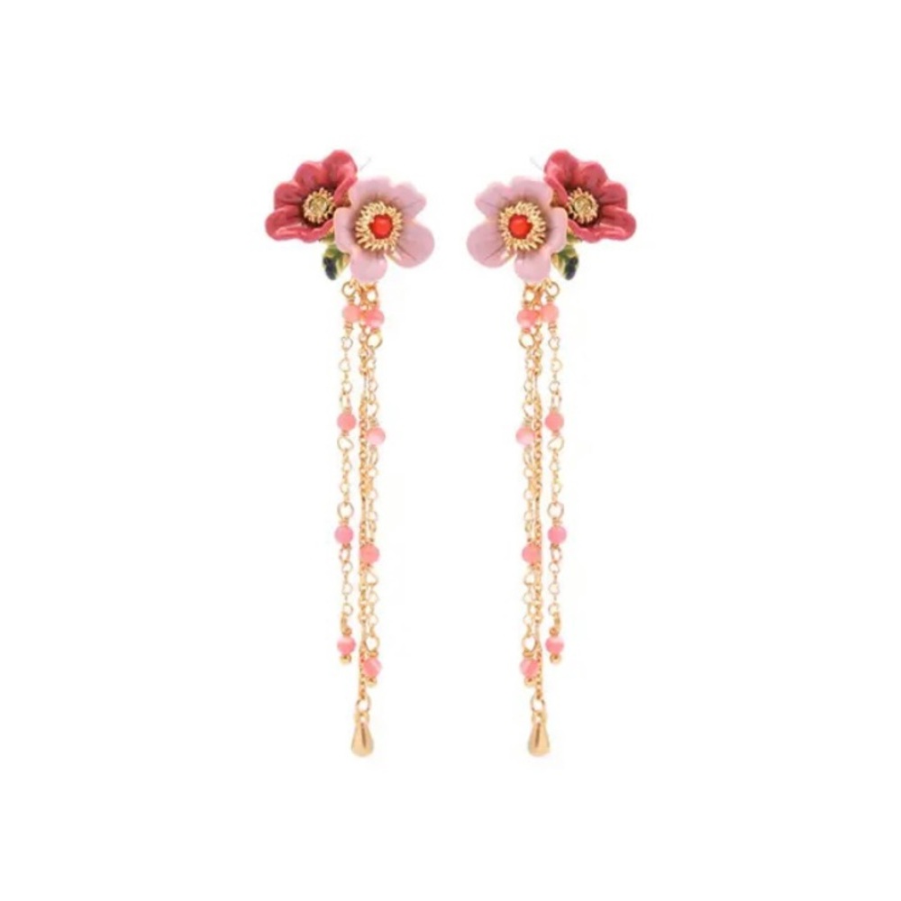 New Pink flowers dangle earrings